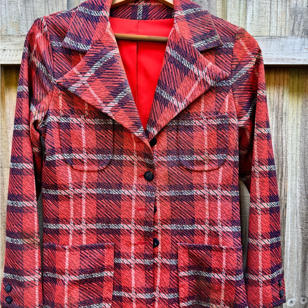 Vintage Red Plaid Blazer fits S/M